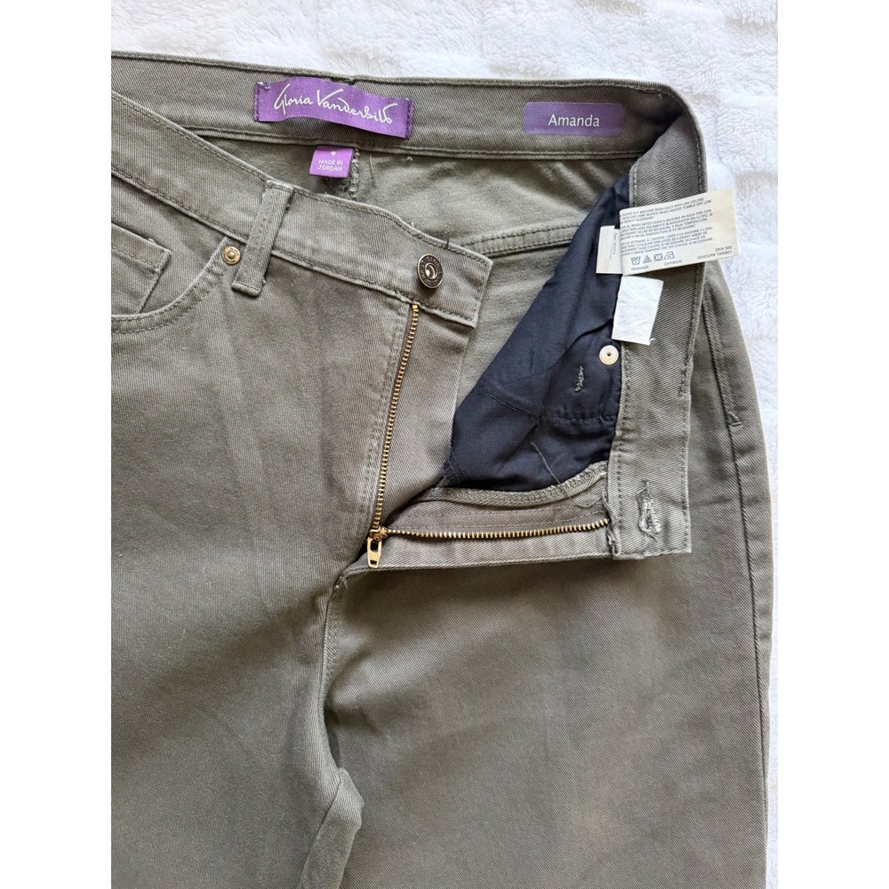 Gloria Vanderbilt Amanda Jeans Women Olive Green High Rise Tapered Leg Pants -8 - Picture 4 of 9